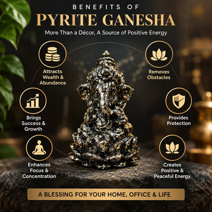 Pyrite Ganesh Ji Murti – Vastu Prosperity & Positive Energy Showpiece