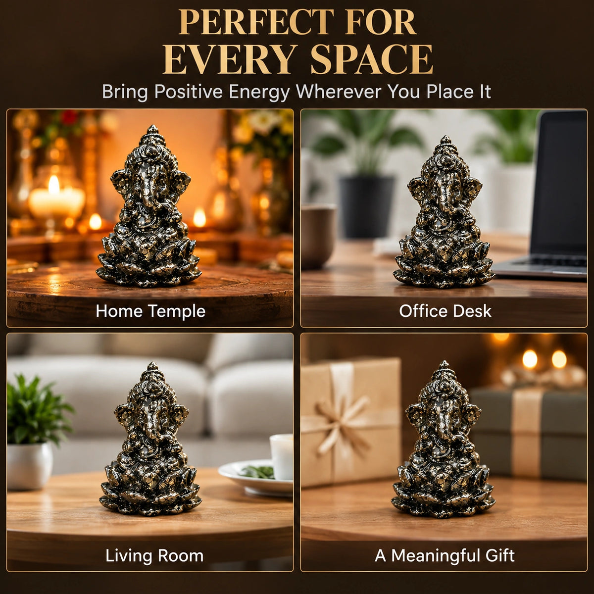 Pyrite Ganesh Ji Murti – Vastu Prosperity & Positive Energy Showpiece