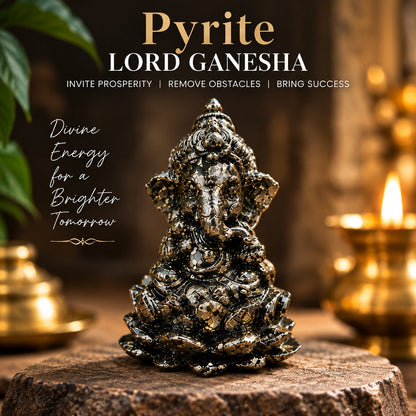 Pyrite Ganesh Ji Murti – Vastu Prosperity & Positive Energy Showpiece