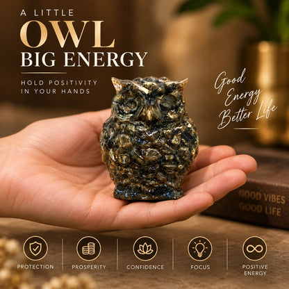 Pyrite Owl Crystal Idol – Vastu Wealth, Success & Positive Energy