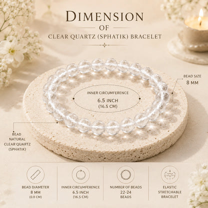Natural Clear Quartz (Sphatik) Bracelet for Clarity & Positive Energy
