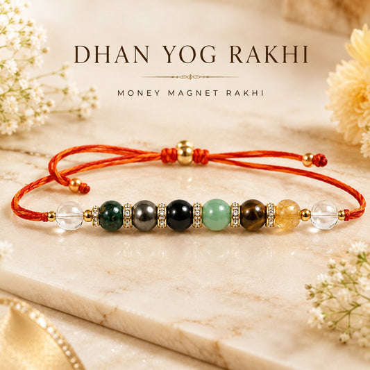Dhan Yog Money Magnet Rakhi – Handmade Natural Gemstone Rakhi