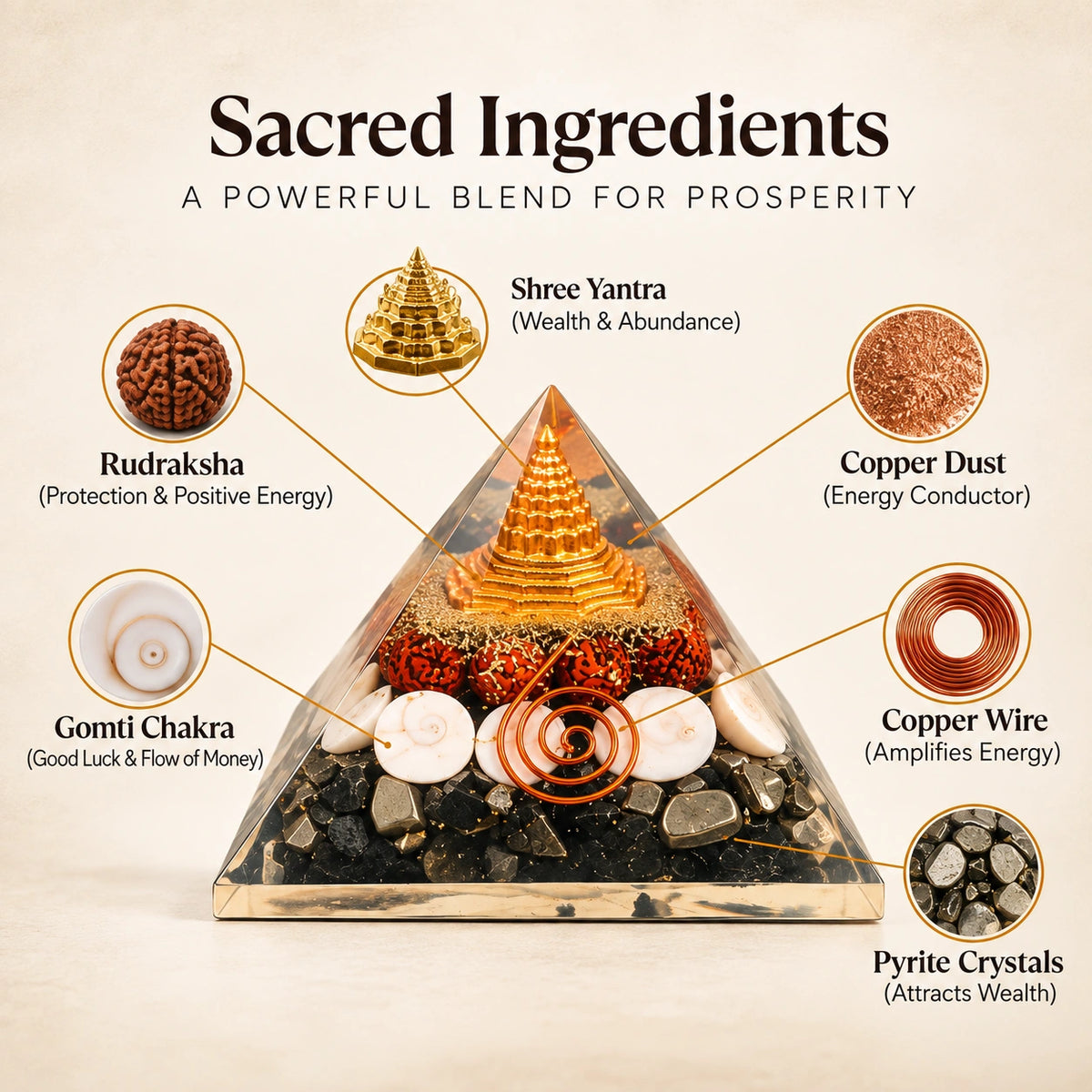 Lakshmi Yantra Pyramid – Shree Yantra Vastu Crystal Decor