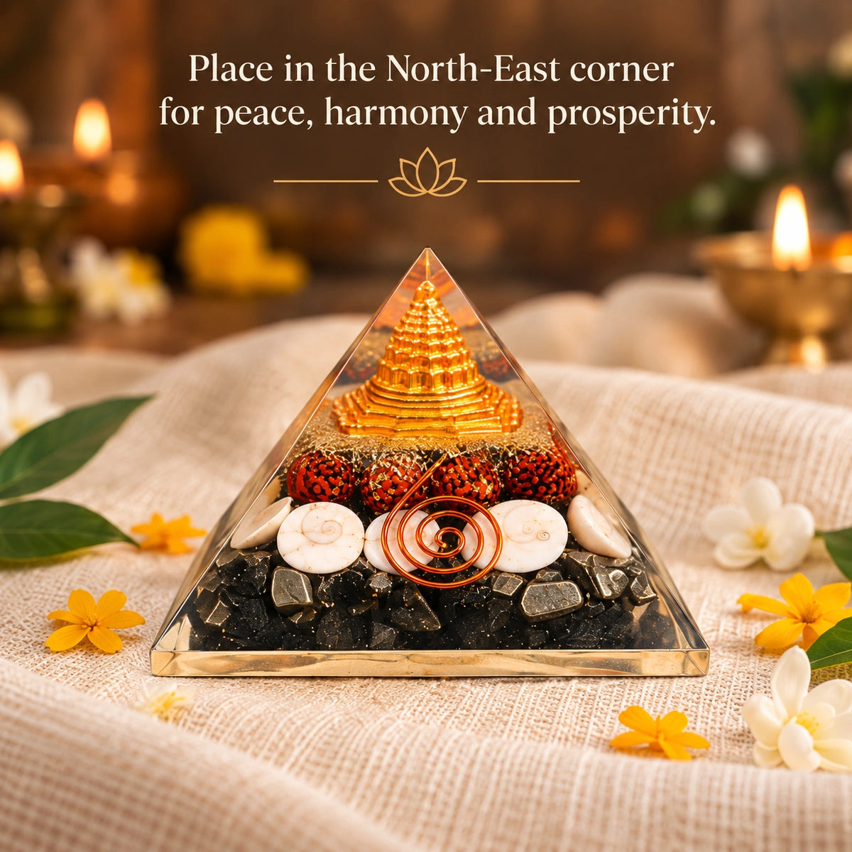 Lakshmi Yantra Pyramid – Shree Yantra Vastu Crystal Decor