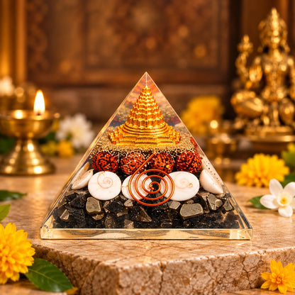Lakshmi Yantra Pyramid – Shree Yantra Vastu Crystal Decor
