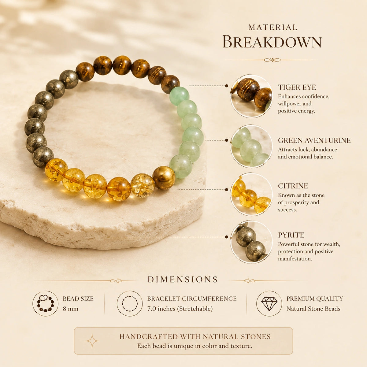 Money Magnet Bracelet – Natural Crystal Stone Bracelet for Wealth