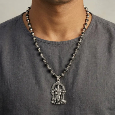 Karungali Mala with Silver Murugan Pendant | Sacred & Spiritually Pure